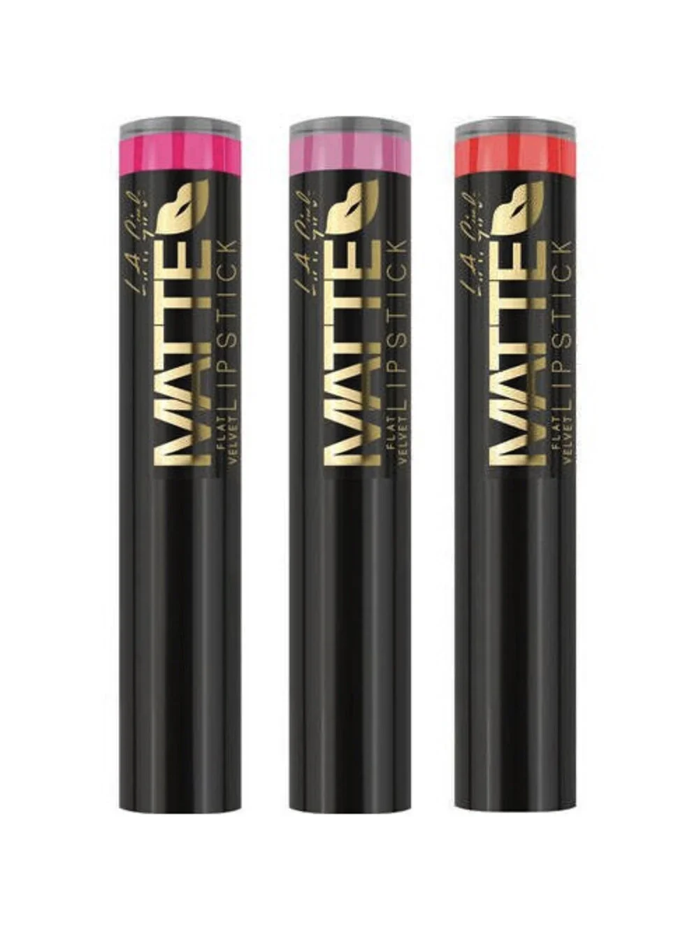 3-Pack L.A. Girl Matte Flat Velvet Lipstick Frisky Love Story Electric (Sealed)